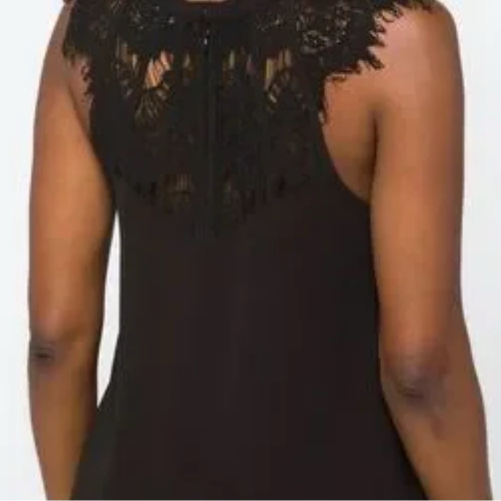 Jarred Lace Detail Cap Sleeve Black Blouse - Picture 4 of 6